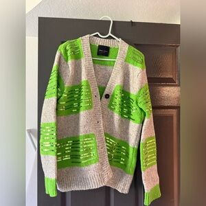 Roberto Collina Gray and Green Cardigan